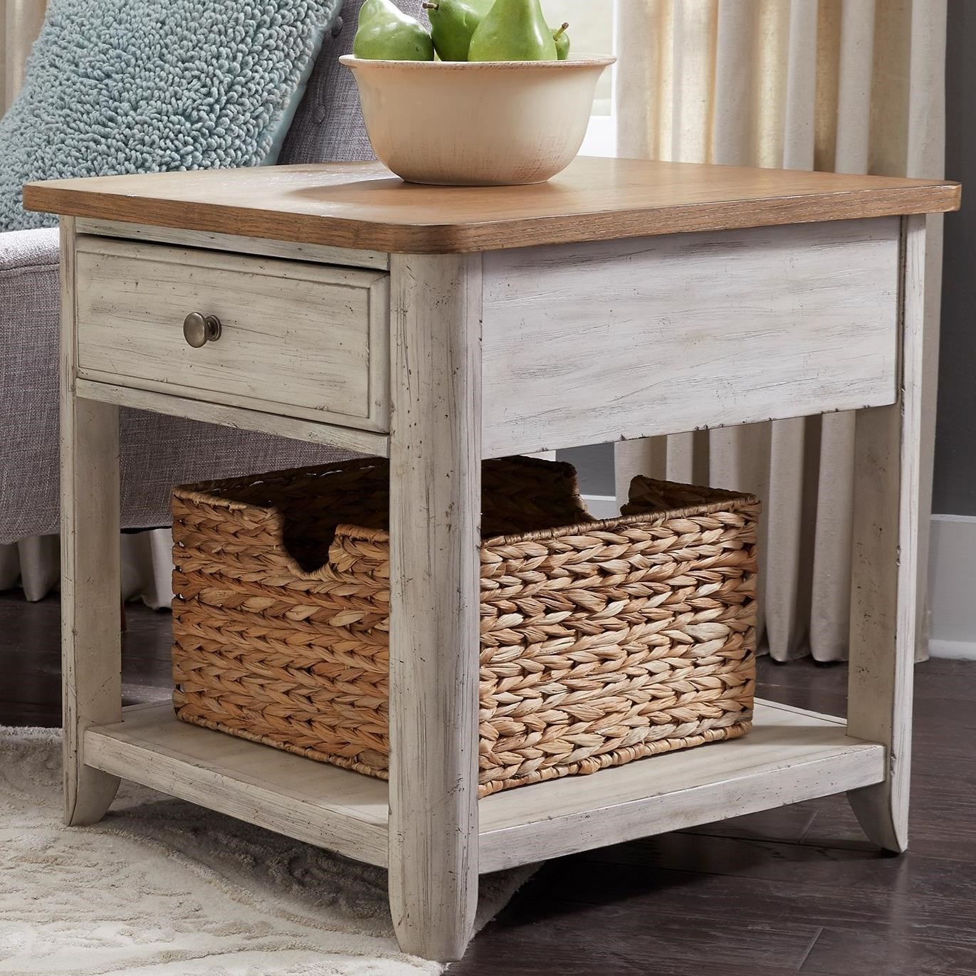 Farmhouse end store tables off white